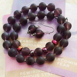 SET!!! Deepest Mauve & Sparkling Mango + Plum - Wrap Bracelet + Earring Set!!!